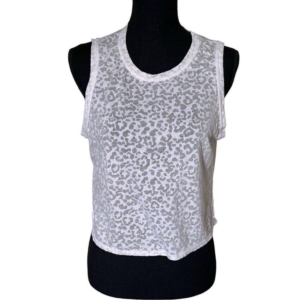 Evolution & Creation White Sheer Leopard Tank Top Sz Medium